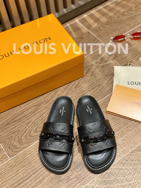 lv sunbath flat mule black|LV Sunset Flat Comfort Mule .